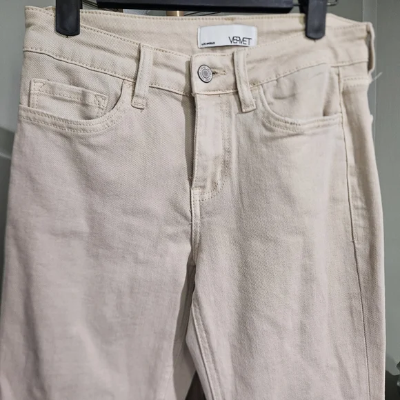 VERVET Winter White Mid Rise Crop Frayed Hem Straight Jeans. Size 25 - Picture 14 of 16